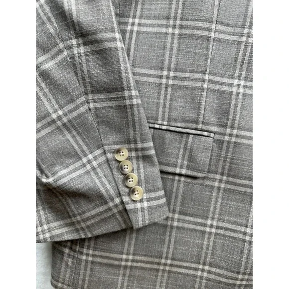 Shaquille Oneal Mens XLG Plaid Blazer Jacket Sport Coat Suit Separate Tan Gray - Picture 5 of 10